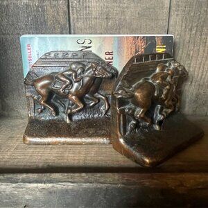 Vintage AS IS Dodge Forge Race Horse |  Steeplechase Metalware Bookends